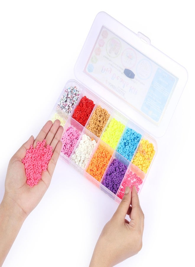 ambitieux Kids Craft Toy DIY Bracelet Making Beads Kit - 11 Colors of Clay, Alphabet, Thread Cutter, Elastic Thread, Jute Bag 5000+ pcs Beads for Crafting - Image 4